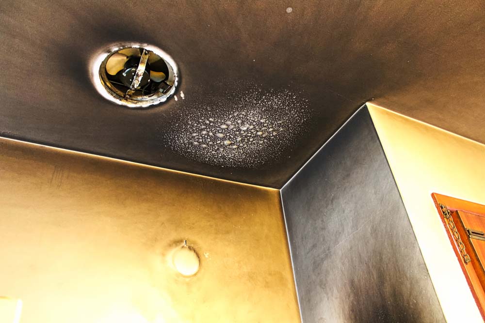 smoke-stained walls/floors/ceilings