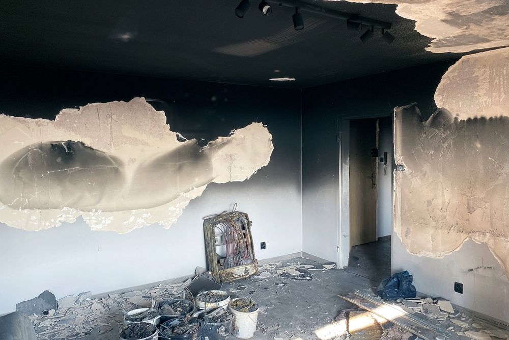drywall sections affected by smoke damage